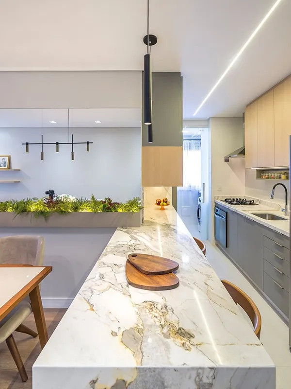 piso refinado para cozinha com marmore 