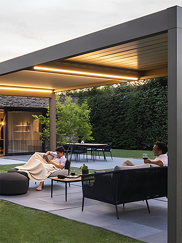 Iluminação para pergolado com estrutura galvanizada