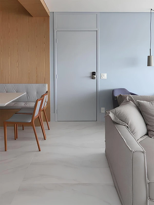 Piso Acetinado: Harmonia e Sofisticação em Cores, Projetos e Modelos +34 Fotos 89 acabamento fosco na sala cinza