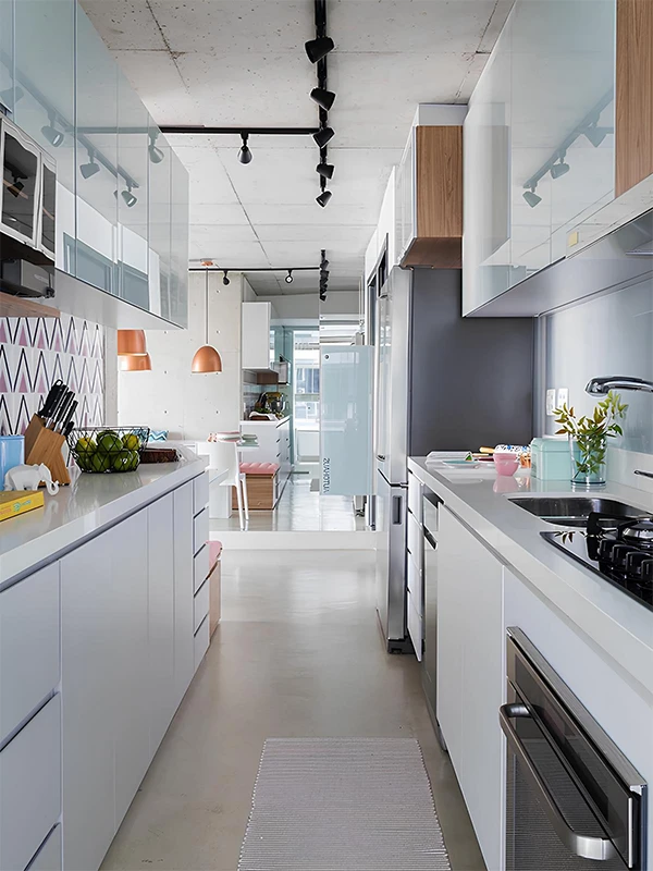 Piso Acetinado: Harmonia e Sofisticação em Cores, Projetos e Modelos +34 Fotos 85 cozinha com piso acetinado