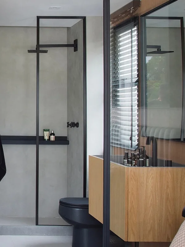 Explorando o Charme do Piso de Cimento Queimado: Dicas, Preços e Locais de Aplicação +40 Fotos 114 banheiros modernos e planejados