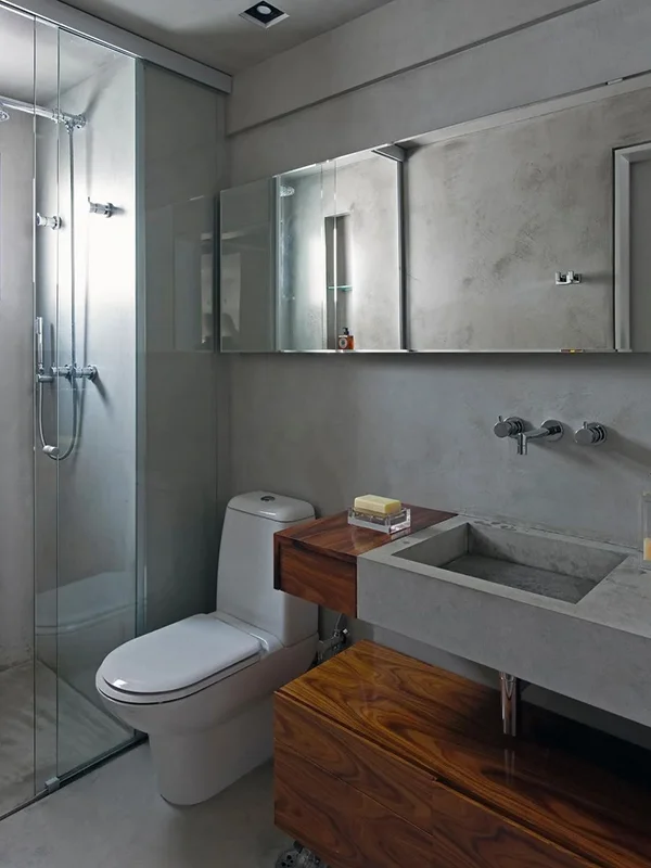 Explorando o Charme do Piso de Cimento Queimado: Dicas, Preços e Locais de Aplicação +40 Fotos 107 revestimento de fácil limpeza para banheiros