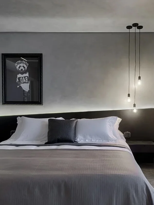 Explorando o Charme do Piso de Cimento Queimado: Dicas, Preços e Locais de Aplicação +40 Fotos 113 decoração do quarto de casal com cimento queimado, deixando um ambiente moderno e luxuoso