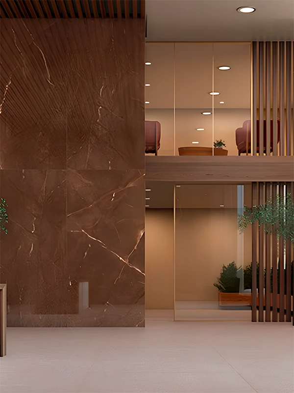 Piso retificado marrom