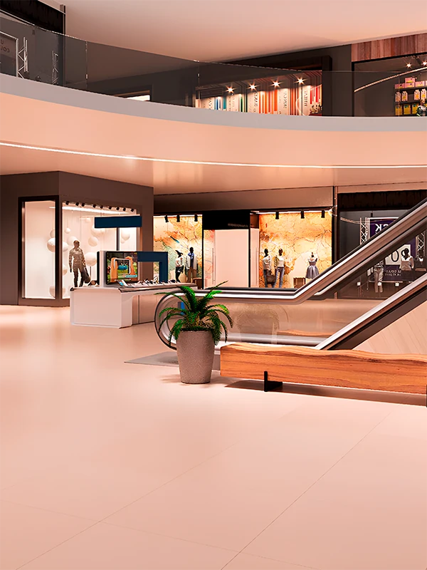 áreas comerciais com revestimento retificado para alto trafego de pessoas