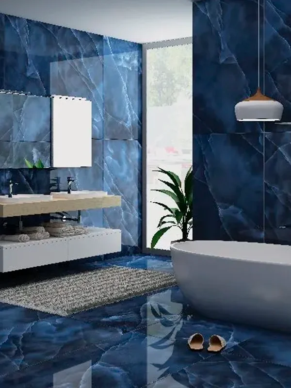 porcelanato azul esmaltado
