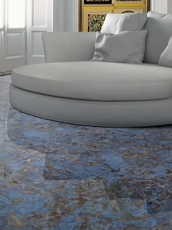 diversidade de estilos com porcelanato azul