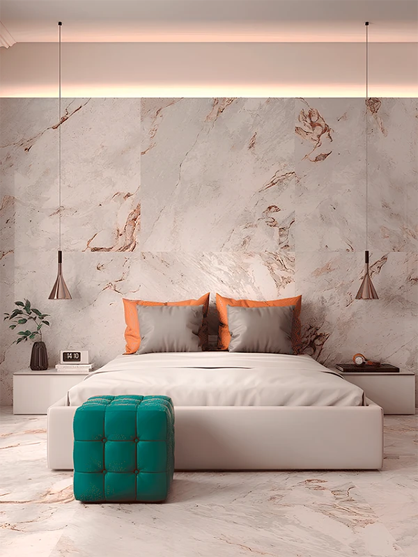 Porcelanato marmorizado para quarto