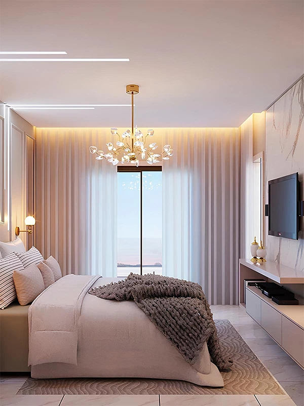 Quarto classico com porcelanato