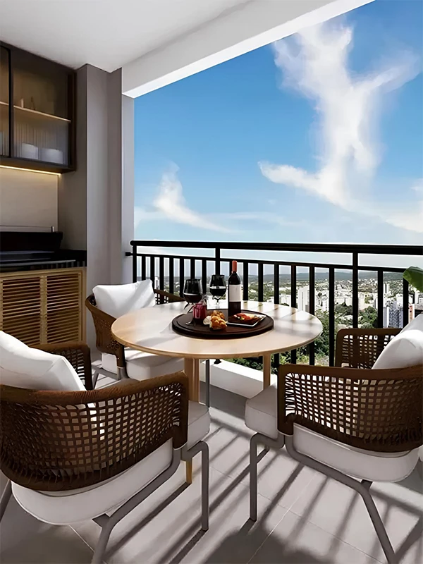 varanda pequena com porcelanato