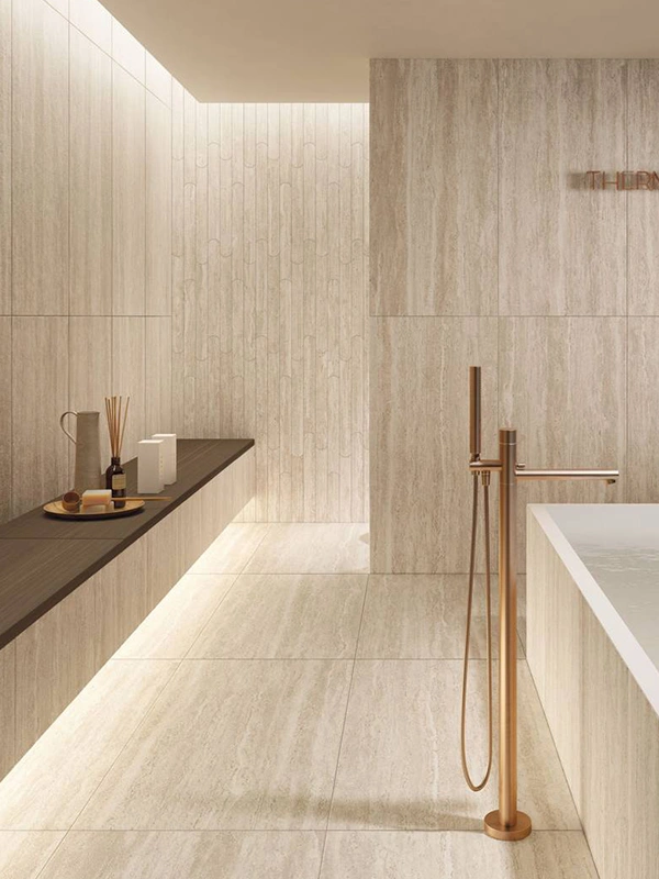 lavabo com porcelanato travetino