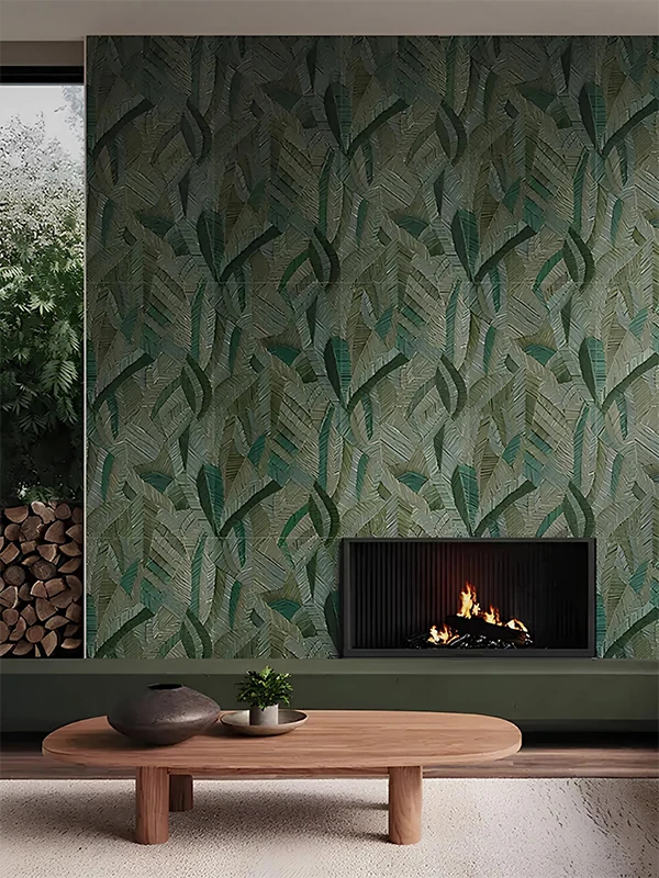 Porcelanato Verde: Revestimento que tem Vida, Natureza e Frescor! Dicas e Projetos +31 Fotos 90 Porcelanato vibrante na sala com lareira