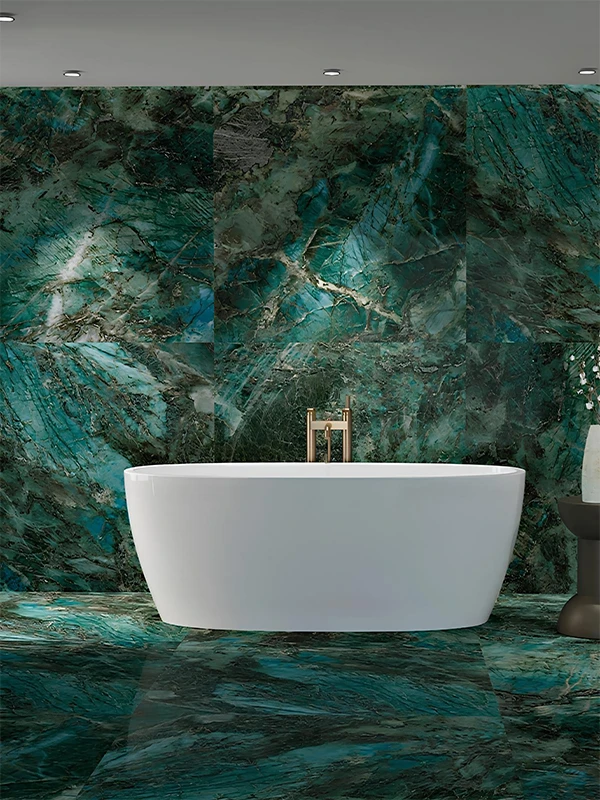 Porcelanato Verde: Revestimento que tem Vida, Natureza e Frescor! Dicas e Projetos +31 Fotos 85 variações de verdes mais escuros no banheiro com banheira