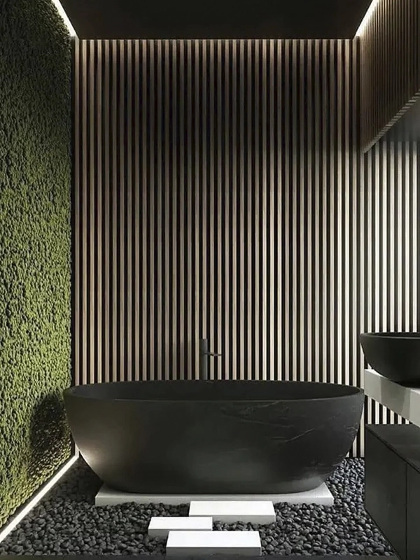 Combinação harmonica com porcelanato preto