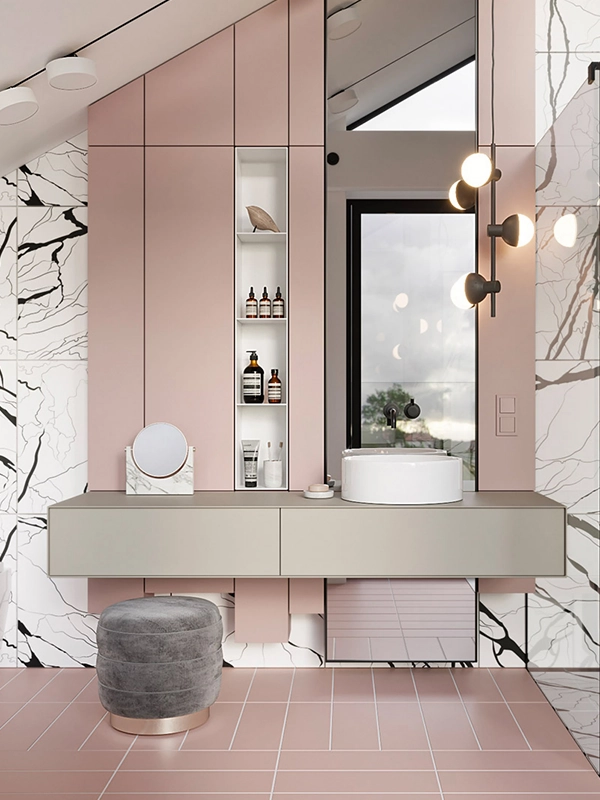 Combinação planejada de cores para revestimendo de banheiro