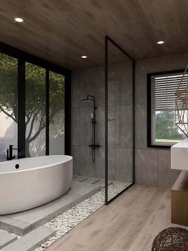 piso antiderrapante no banheiro com banheira