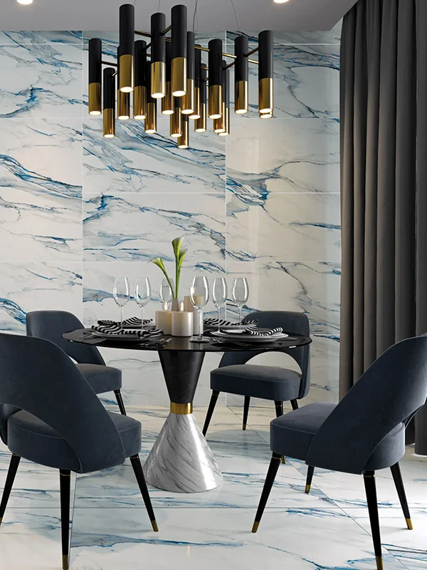 área gourmet com porcelanato azul