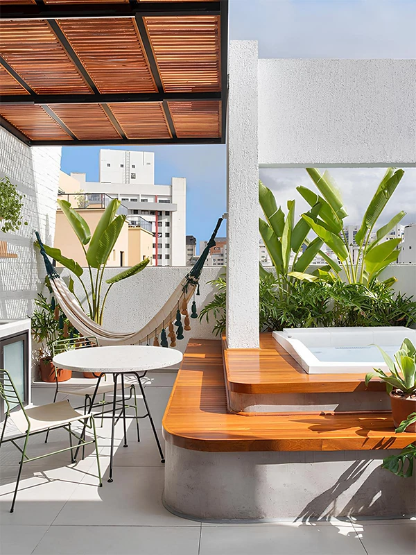 Perfeito para deck com hidro spa em varanda