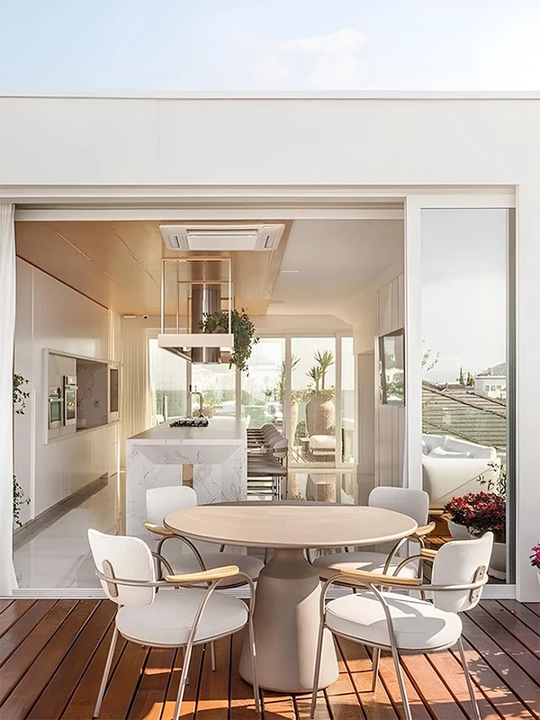 espaço de paz com mesa para varanda