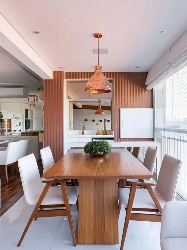 apartamento moderno com móveis de madeira 
