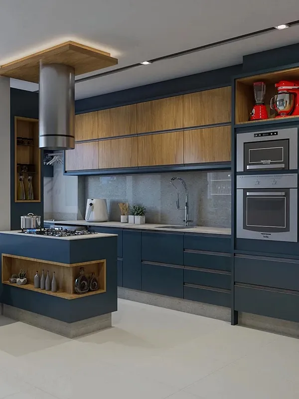 cozinha moderna com ceramica retificada