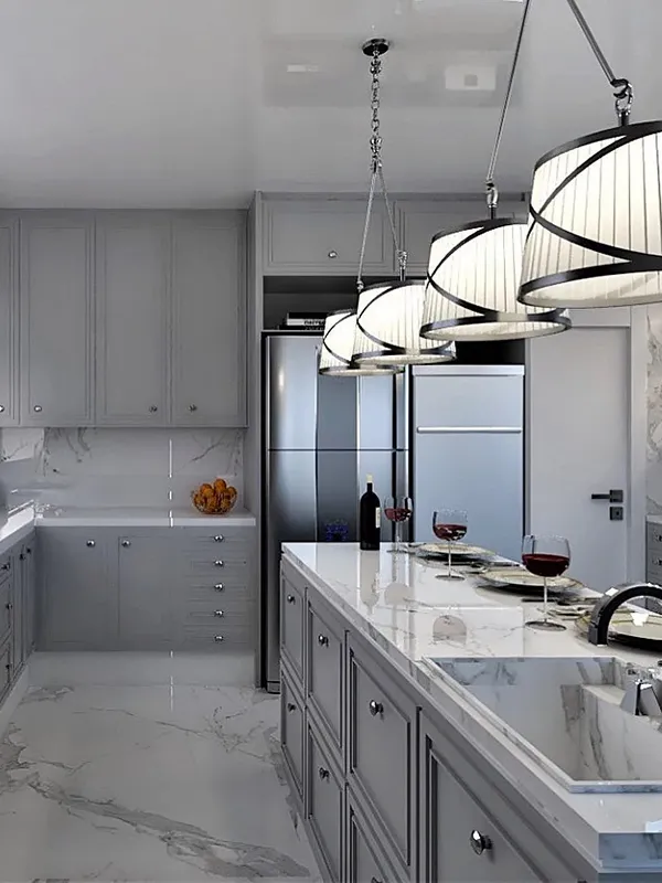 ceramica retificada cinza na cozinha 