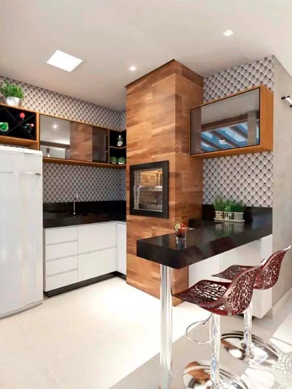 ceramica amadeirada para cozinha com churrasqueira 