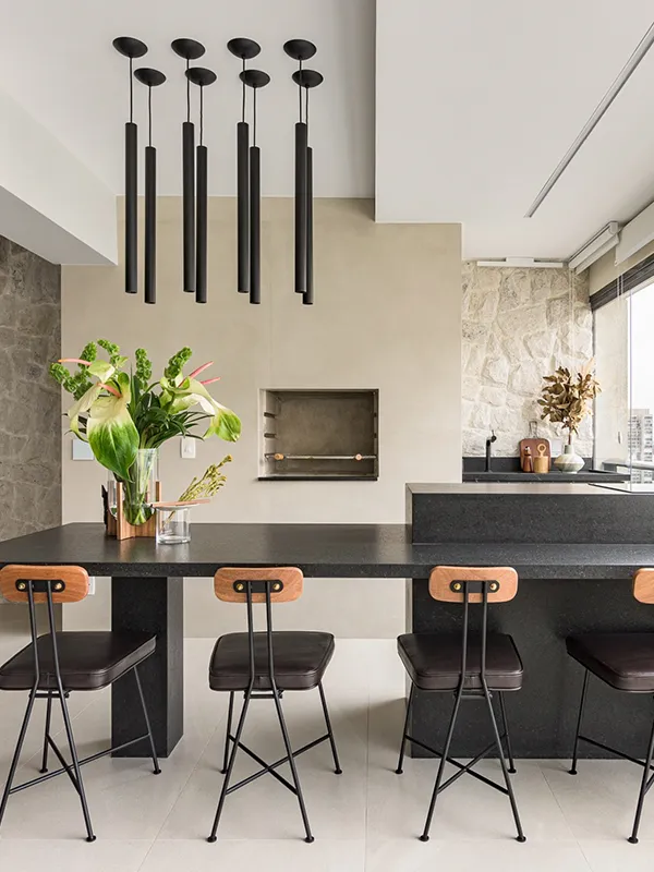 área de churrasqueira com ceramica antiderrapante 