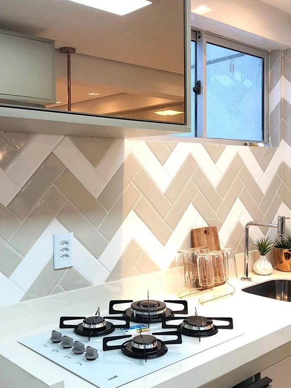 sendo criativo com cores e acabamento da ceramica para cozinha