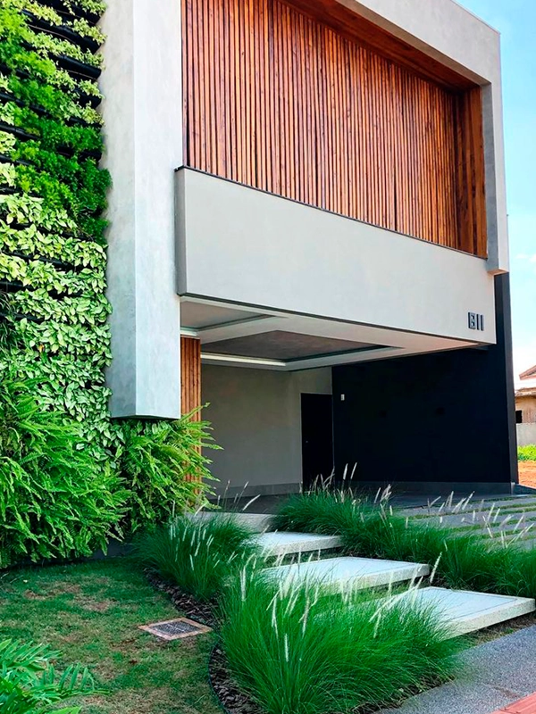 Jardim vertical aplicado como revestimento externo fachada