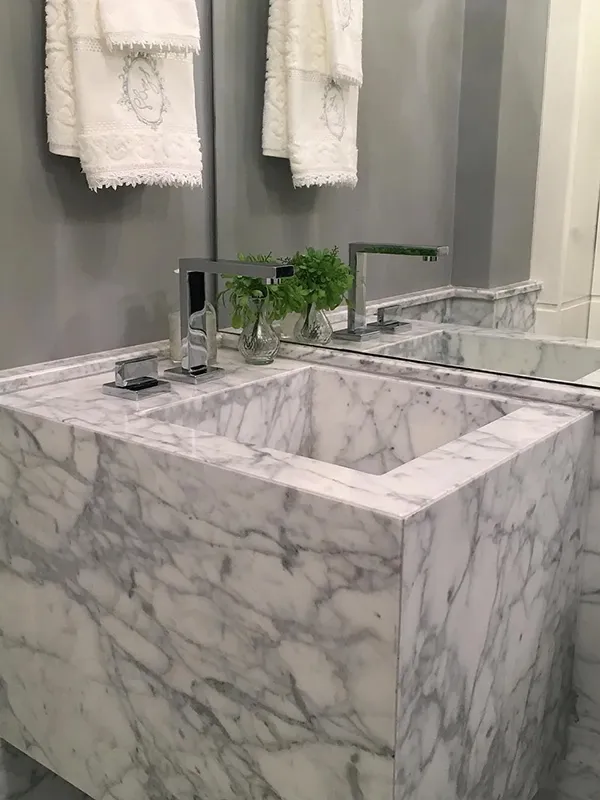 lavabo com pia de marmore carrara