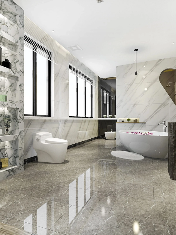 luxo que esse revestimento de porcelanato proporciona em ambientes modernos