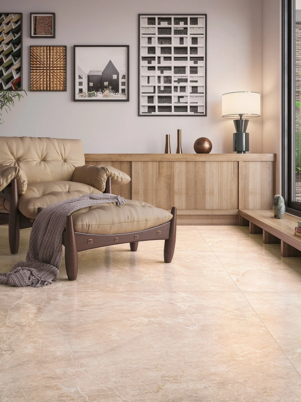 Quarto com piso de porcelanato marmore calacata 