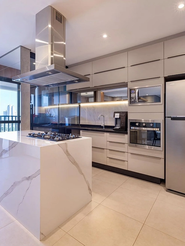 cozinhas ficam com toque sofisticado se aplicado em paredes de porcelanato 