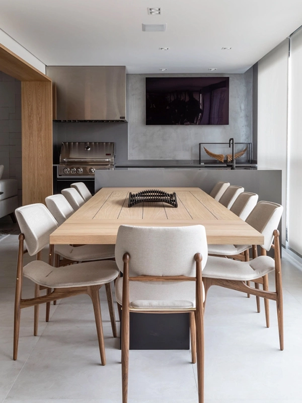 piso para área externa na vranda gourmet com revestimento cinza 