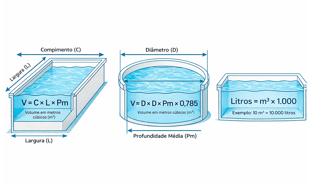medir volume da piscina para aplicar cloro