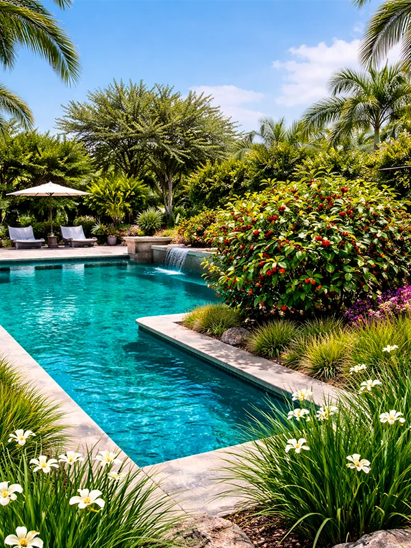 planta moreia na área da piscina