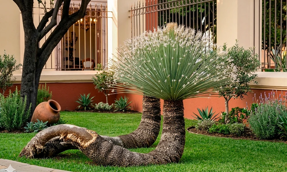 Dasilirio no jardim com piscina
