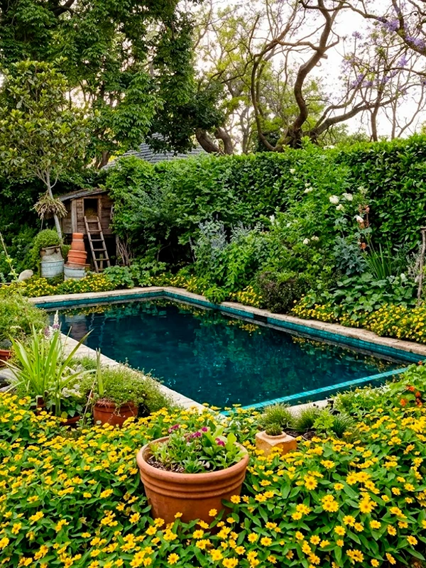 vedelia na area de lazer com piscina