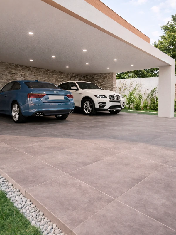 porcelanato fosco na garagem