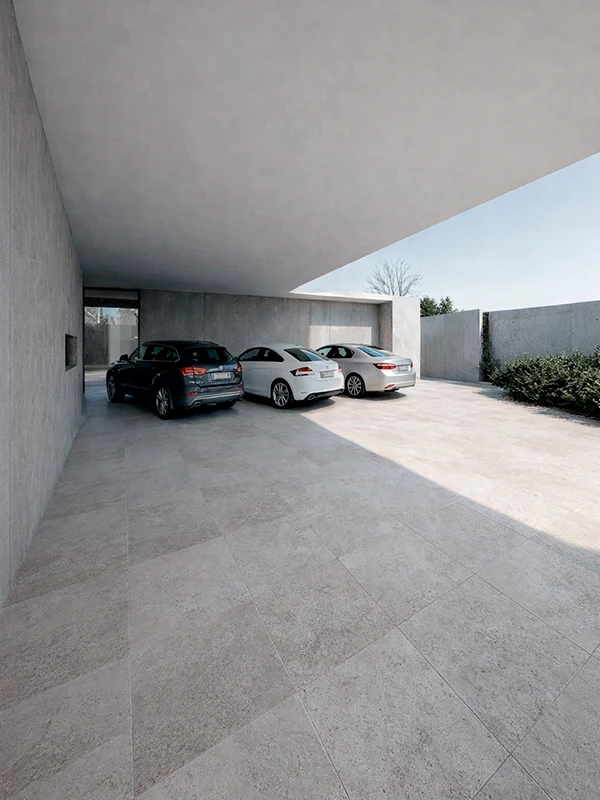 porcelanato natural na garagem